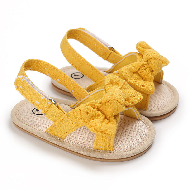 Baby Shoes Summer New 0-1 Year Old Rubber Sole Bow Sandals Toddler Shoes Baby Shoes