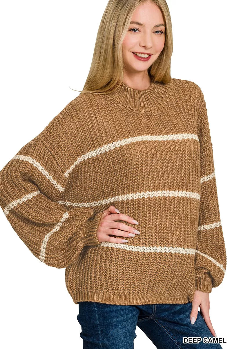 Zenana Oversize Striped Sweater