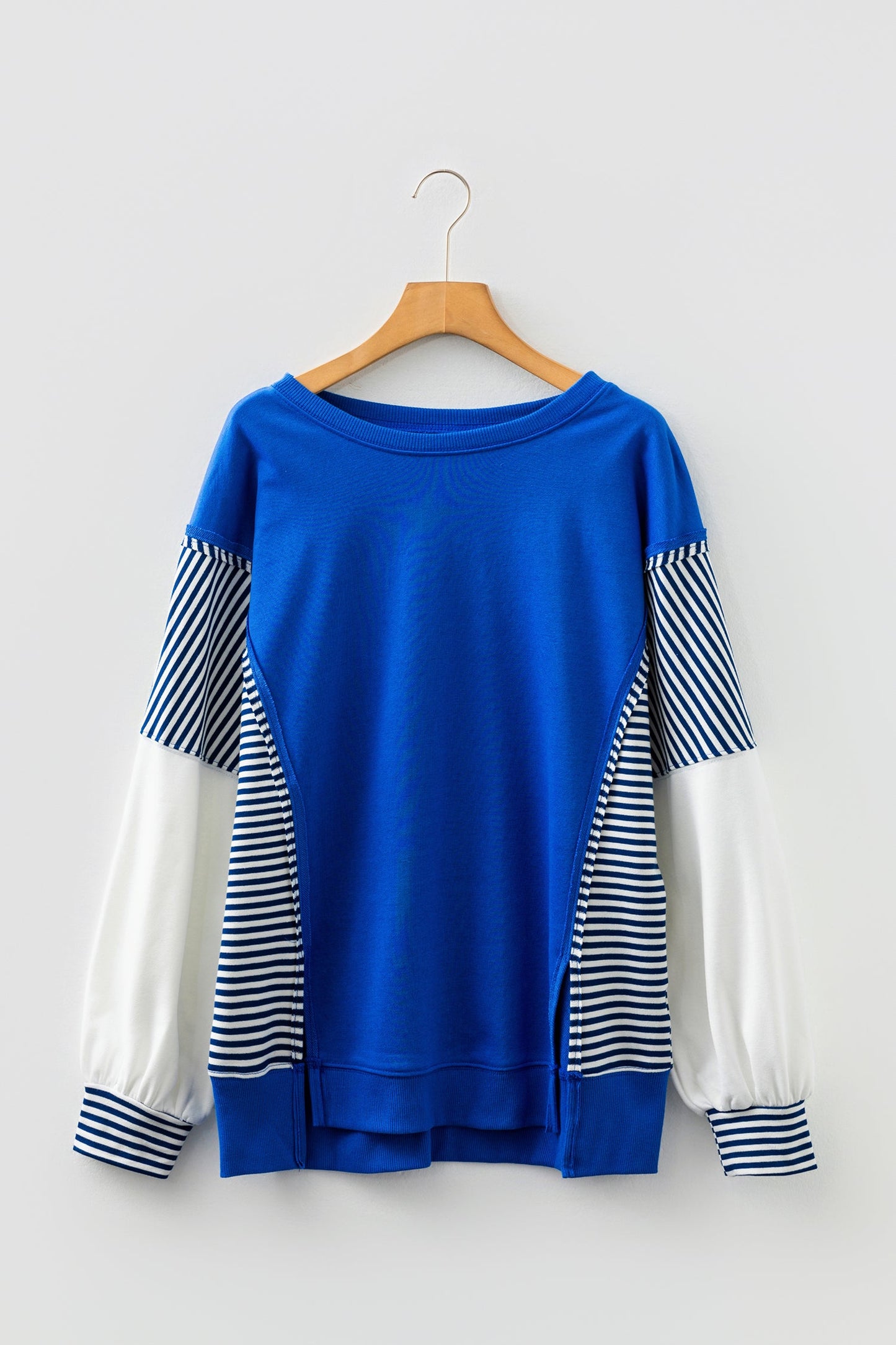 Stripe Leopard Patchwork Long Sleeve Sweatshirt