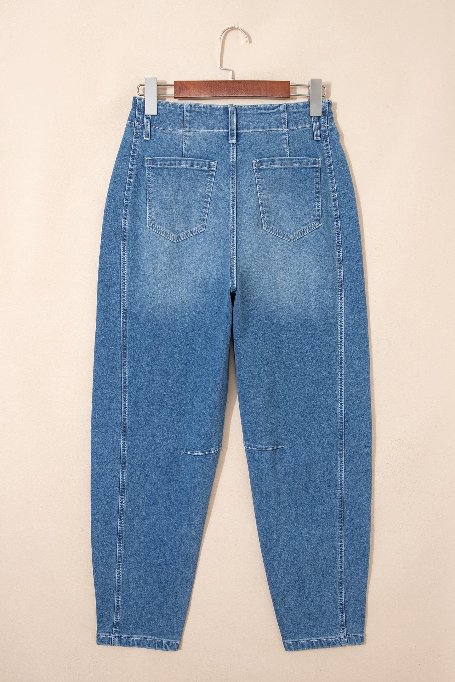 Medium Wash Denim High Waist Barrel Leg Jeans