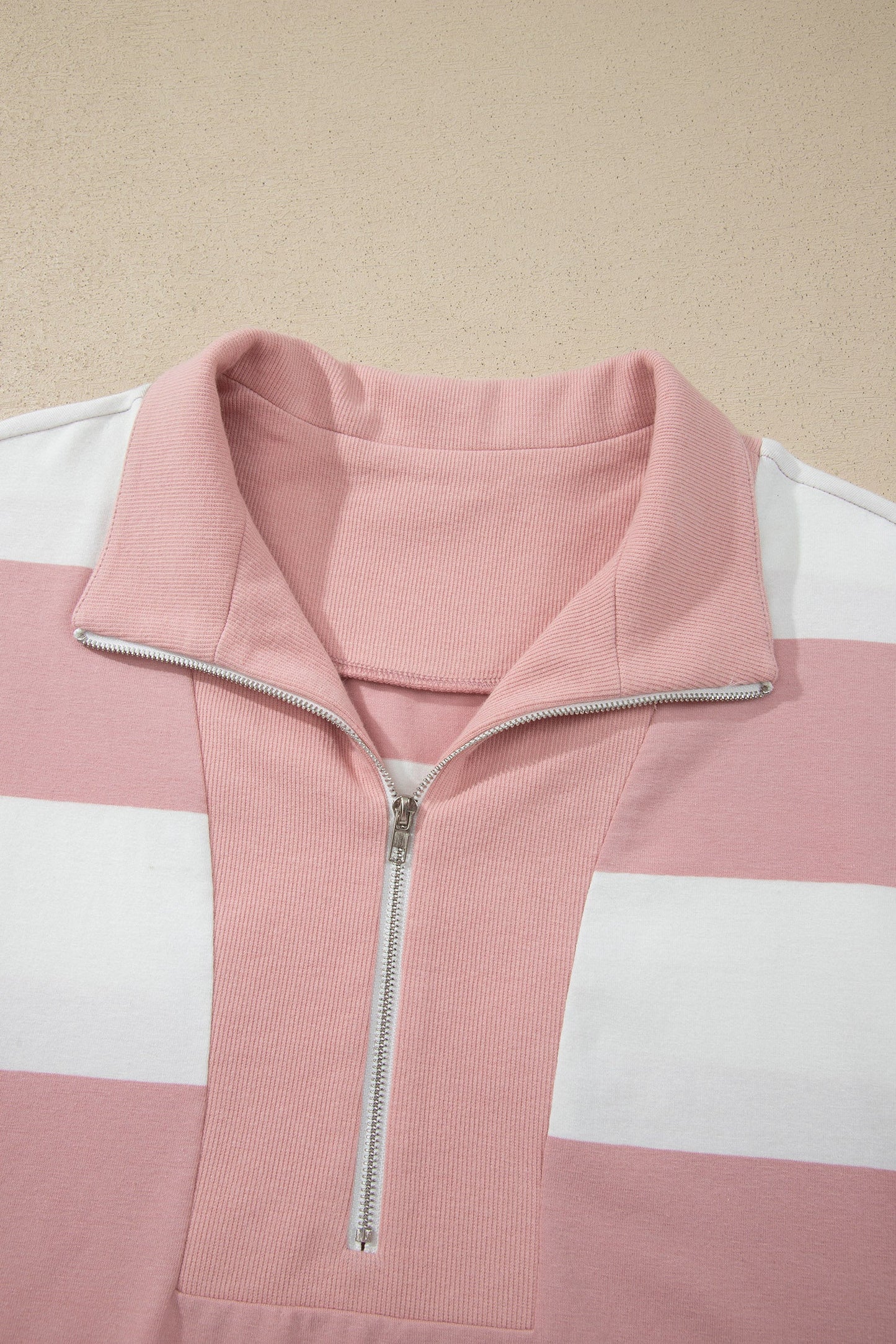Stripe Half Zip 3/4 Sleeve Top & Shorts Set