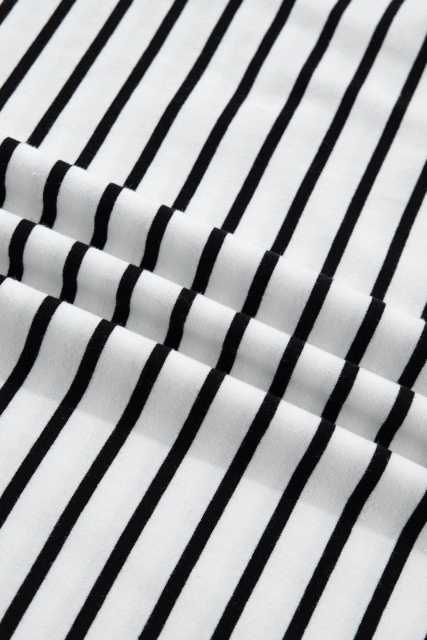 Stripe Buttoned Shoulder Cuffed Short Sleeve Tee