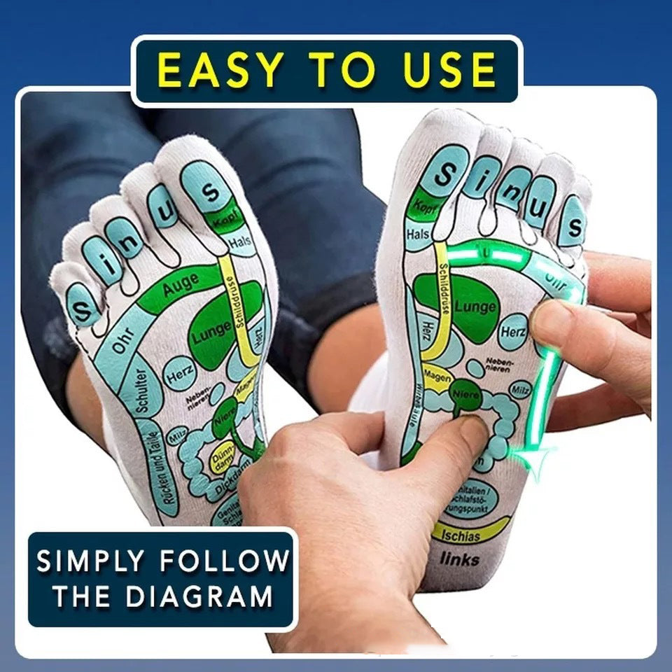 Five Finger Socks Health Care Socks Creative Acupoint Map Foot Massage Socks Cotton Socks