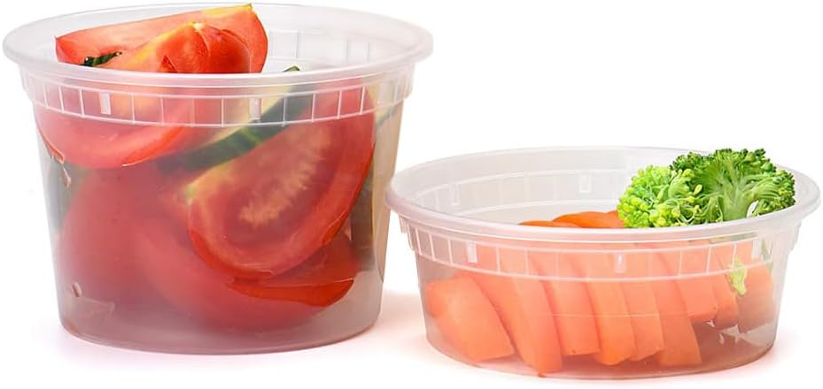48 Pack (Mixed) 8OZ. and 16OZ. Meal Prep Soup  Plastic Containers with Lids Wholesale