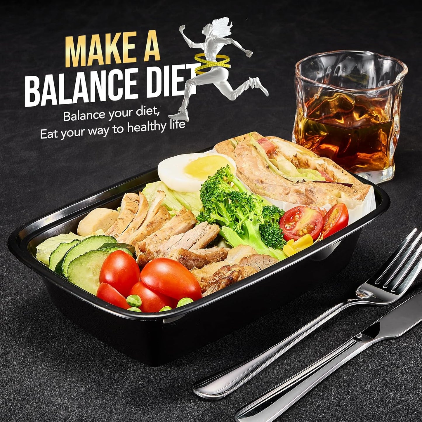 50 Pack 24OZ no Compartment Meal Prep  With Lids Wholesale