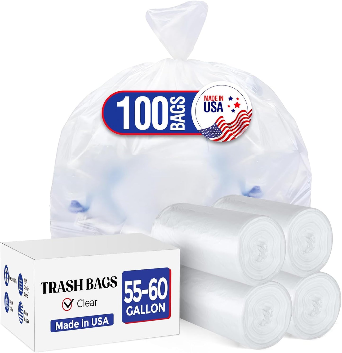 55-60 Gallon Trash Bags 100 Count 0.9Mil
