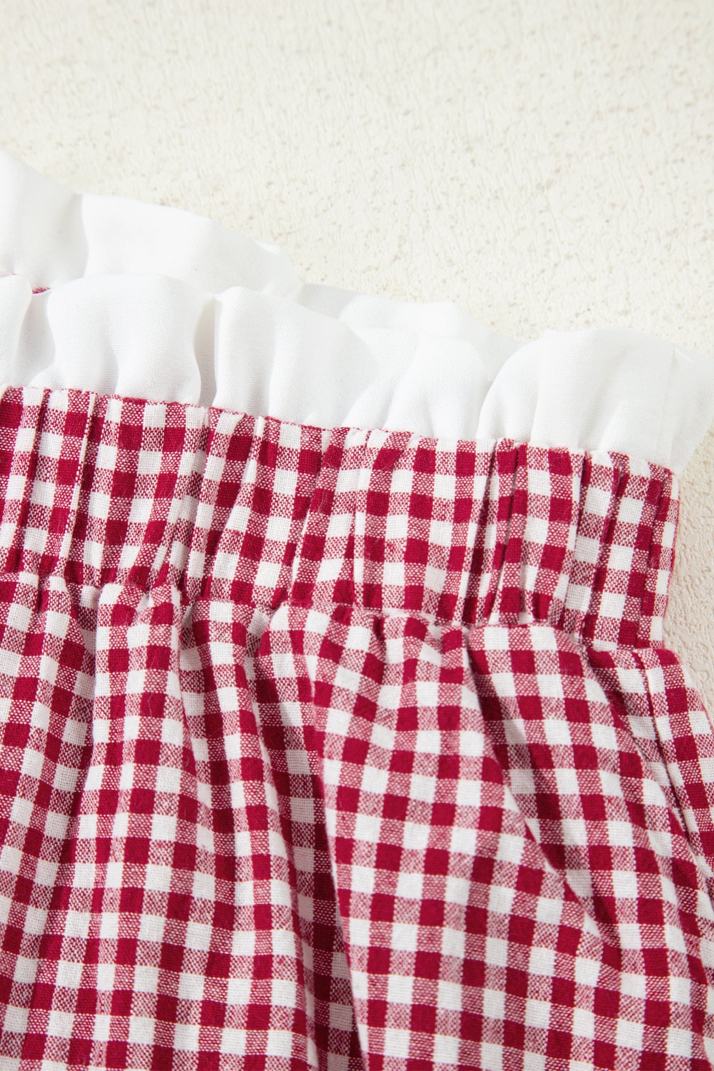 Plus Size Gingham Plaid Ruffle Contrast Trim Shorts