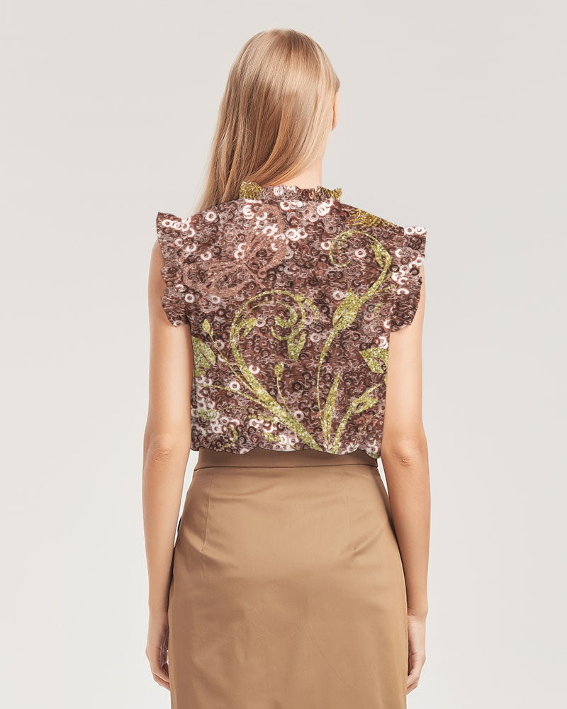 BEAUTIFUL PURPLE GITTER DESIGN CREATED BY FLIPSTYLEZ Women's Ruffle Sleeve Top