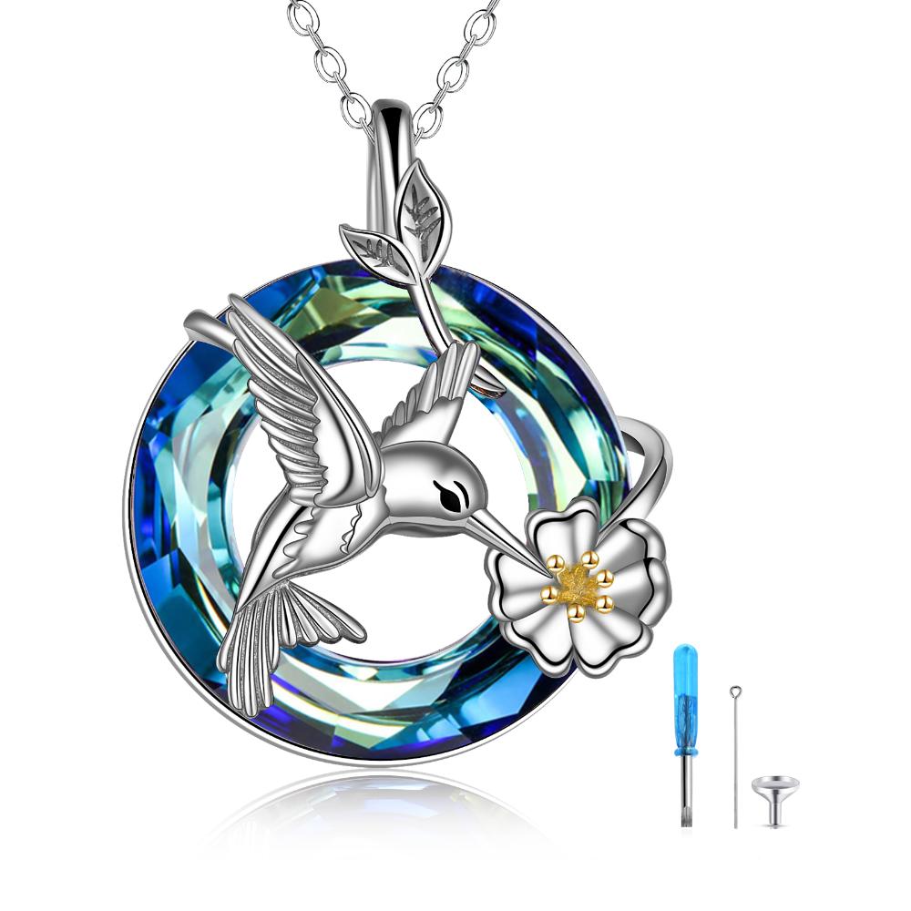 Sterling Silver Bird Pendant with Volcano Crystal