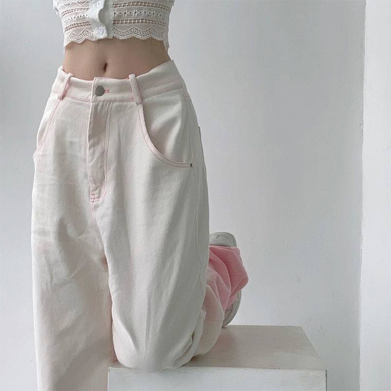 Women's Tie Dye Gradient Straight High Waist Slim Jeans