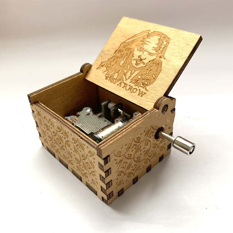 Antique Carved Wooden Hand Crank Spirited Away Music Box Christmas Gift Birthday Gift Party Decoration