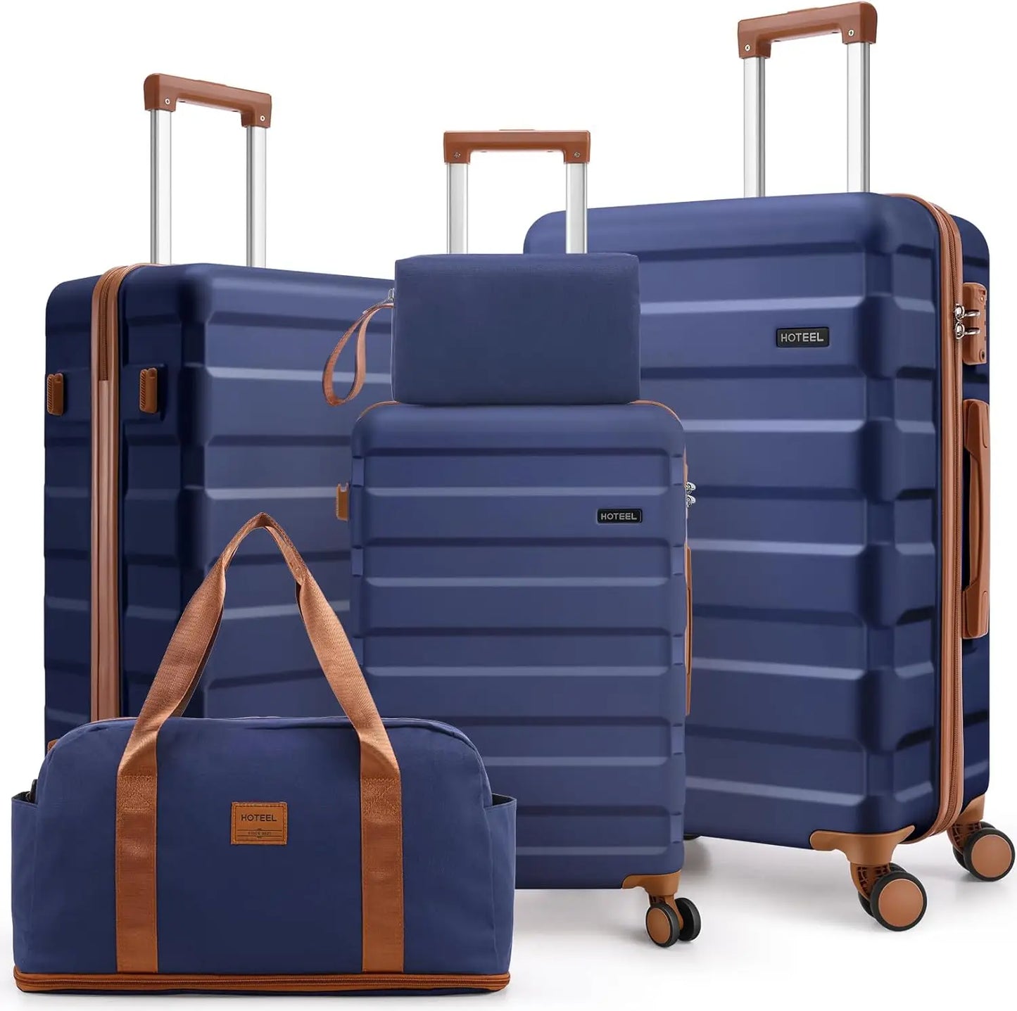 3/5pcs Carry On Luggage Set With Spinner Wheel, ABS Hard shell Suitcase With TSA Lock 20/24/28"Luggage, Toiletry Bag Duffel Bag.