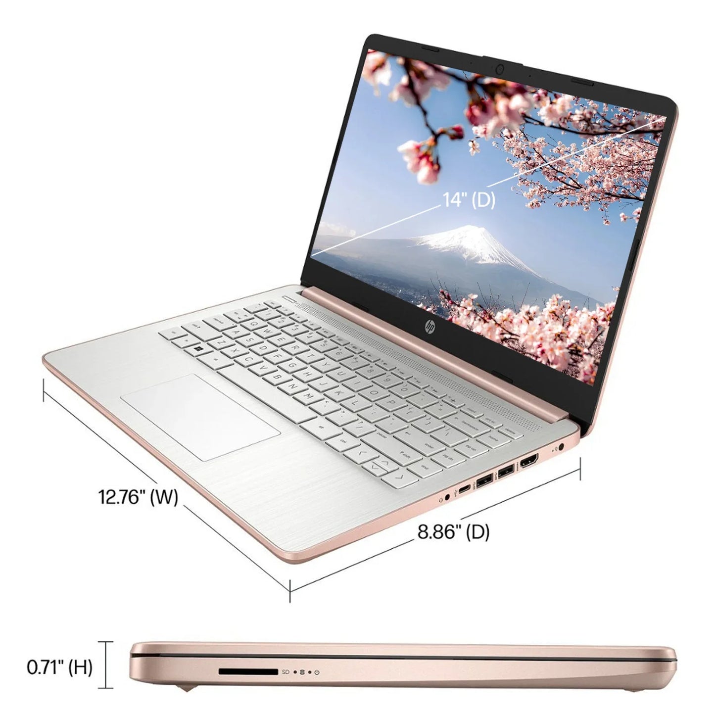 HP Newest14" Business Laptop, Intel Celeron N4120,16GB RAM, 384GB Storage(128GB eMMC+256GB Micro SD),1Year.