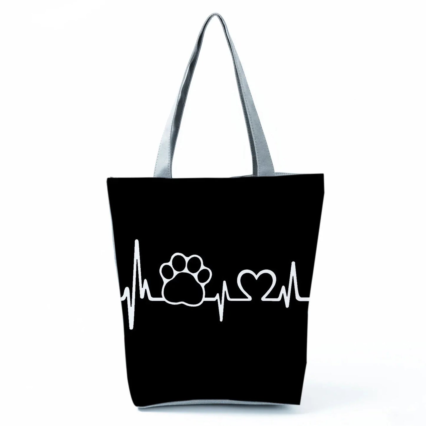 High Capacity Fashion Custom Gift Shoulder Bag Funny Shopping Bags Dog Paw Printed Beach Women's Tote Bag Eco Portable Handbags