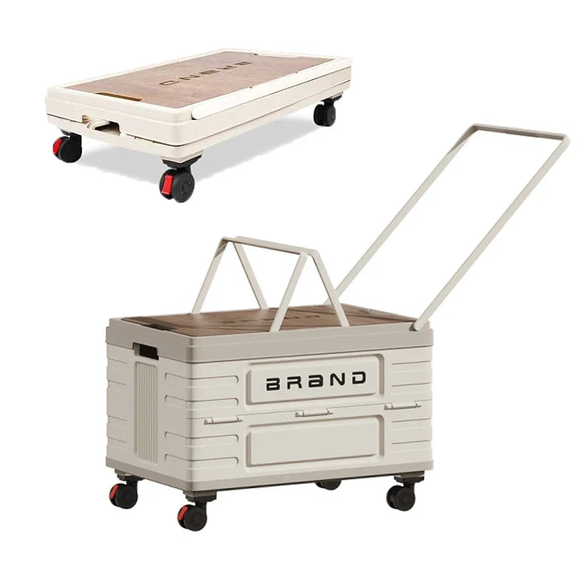360° Rotating Foldable Storage Cart – Heavy-Duty Mobile Organizer with