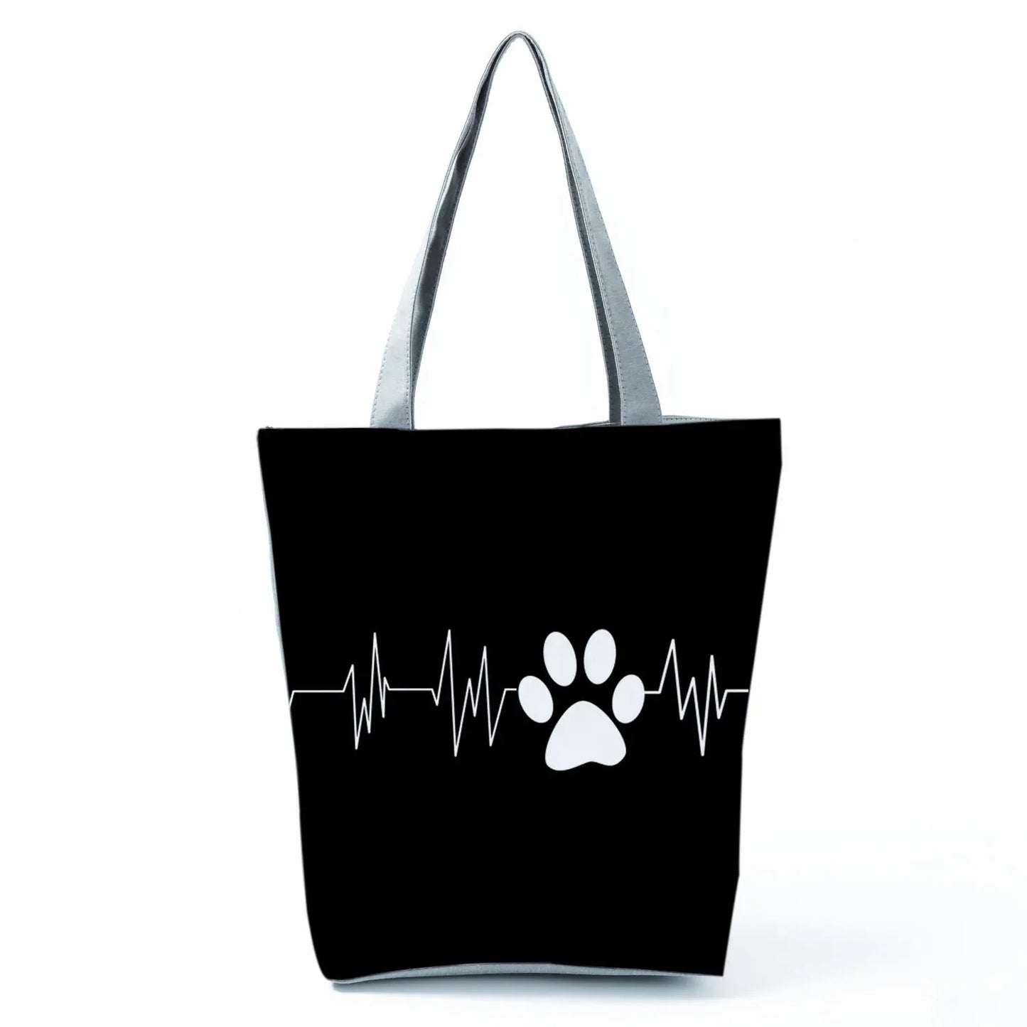 High Capacity Fashion Custom Gift Shoulder Bag Funny Shopping Bags Dog Paw Printed Beach Women's Tote Bag Eco Portable Handbags