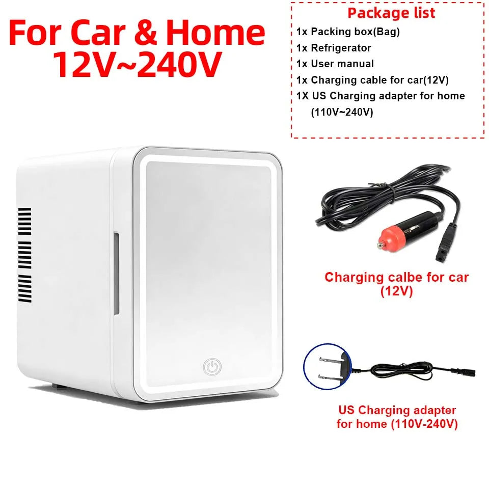 Yanace 6L Mini Fridge for Skincare Cosmetics Portable Makeup Refrigerator with Mirror Door Quiet Desktop Creams Perfumes Fresh
