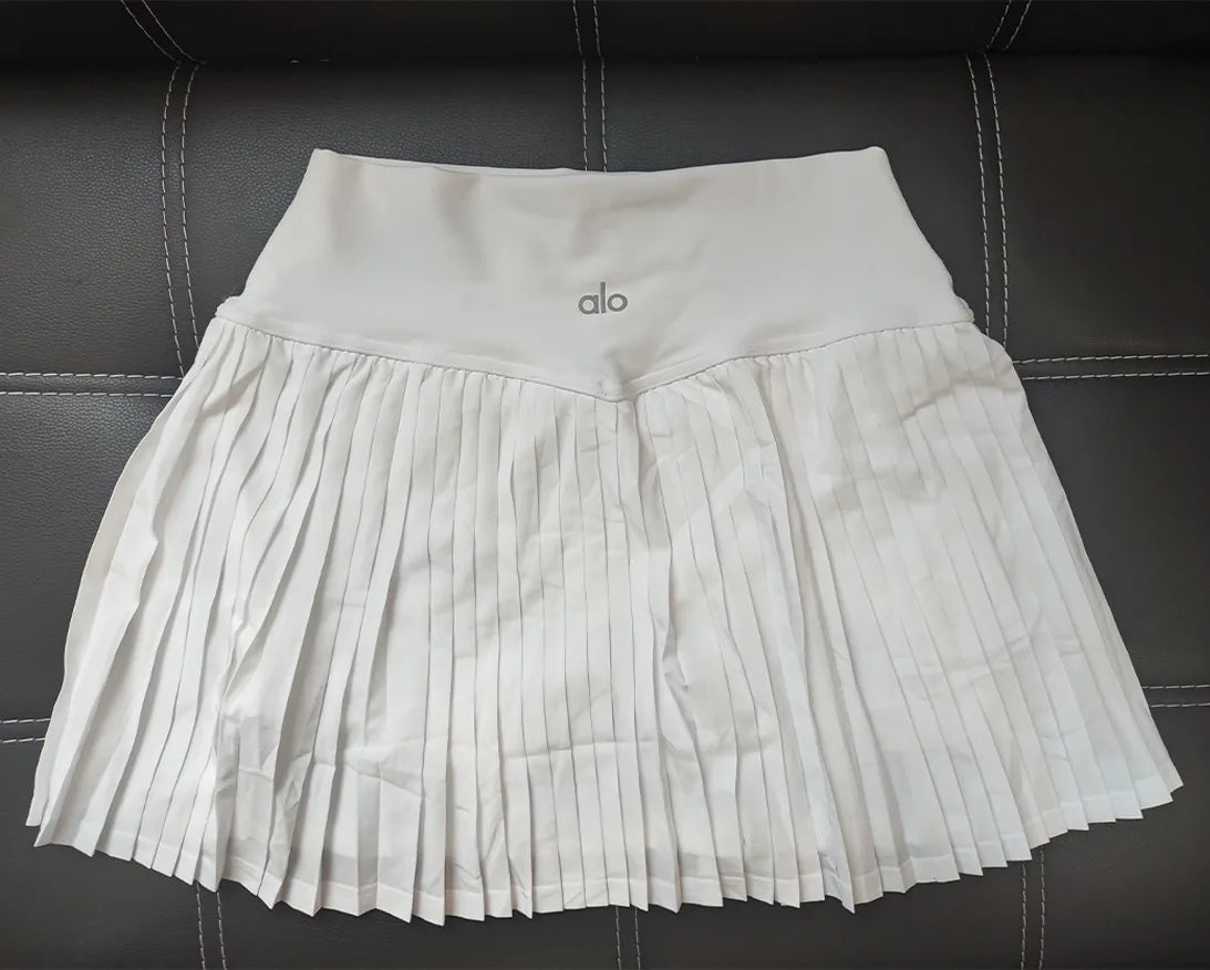 ALO Yoga high waist hair bare tennis skirt pocket double non-slip golf skirt fashion pure color women mini short skirt