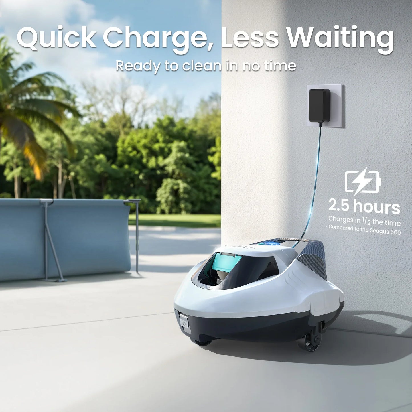 Seagull SE 2025 AIPER Cordless  Pool Robot Cleaner with 1200GPH Strong Suction, 90 Mins Runtime, LED Indicator,Pool Vacuum for Above-Ground Pool up to 40 Feet, Refurbished,White