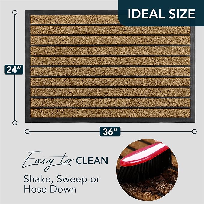 ubdyo Extra Durable Door Mat Outside Entrance | Dirt Trapping, Non-Slip Backing