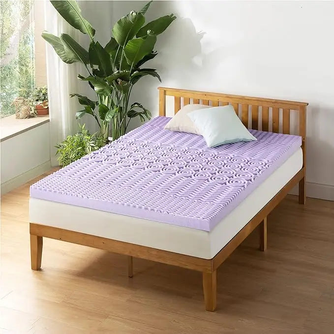 3-Inch 5-Zone Memory Foam Mattress Topper, Lavender Infused Cooling, Twin Size.