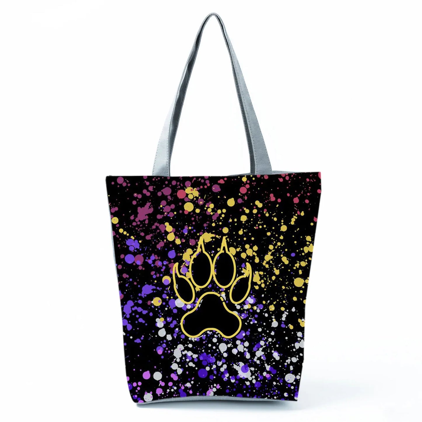 High Capacity Fashion Custom Gift Shoulder Bag Funny Shopping Bags Dog Paw Printed Beach Women's Tote Bag Eco Portable Handbags