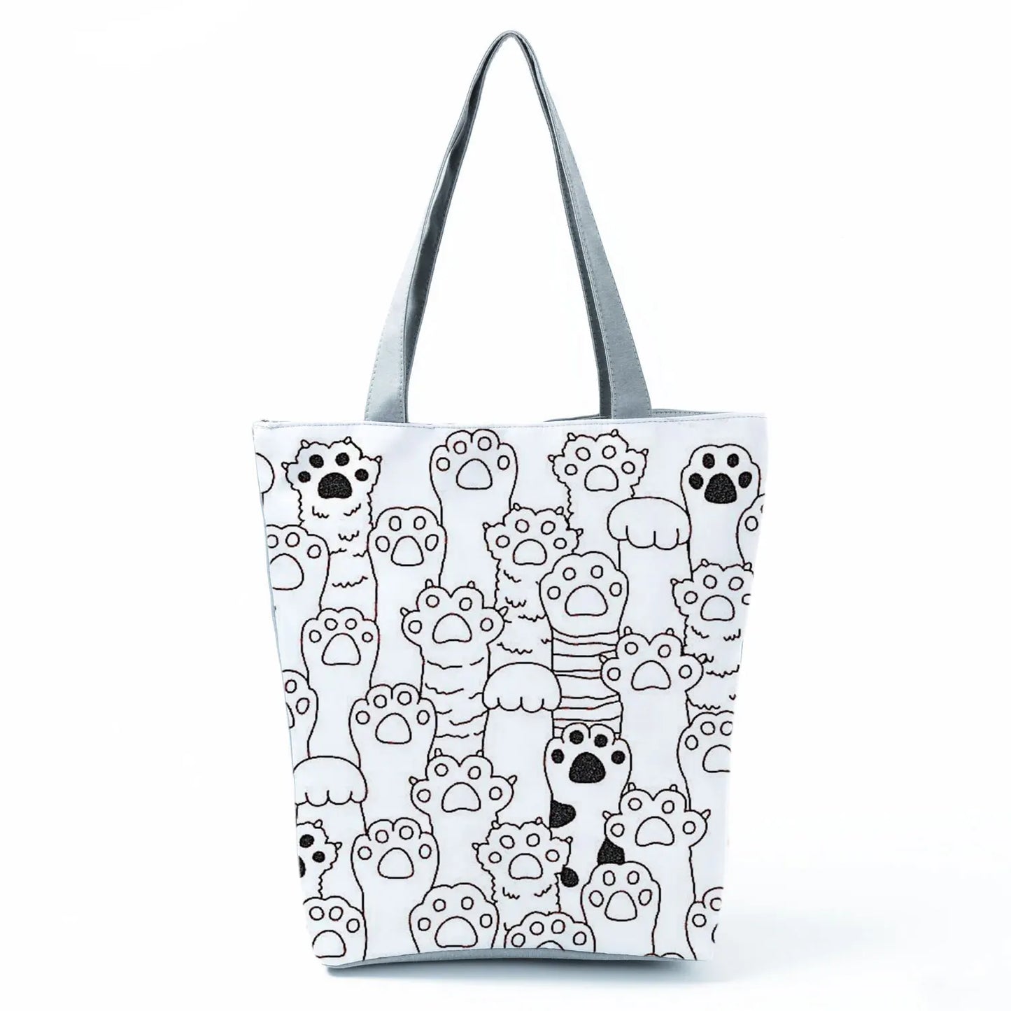 High Capacity Fashion Custom Gift Shoulder Bag Funny Shopping Bags Dog Paw Printed Beach Women's Tote Bag Eco Portable Handbags