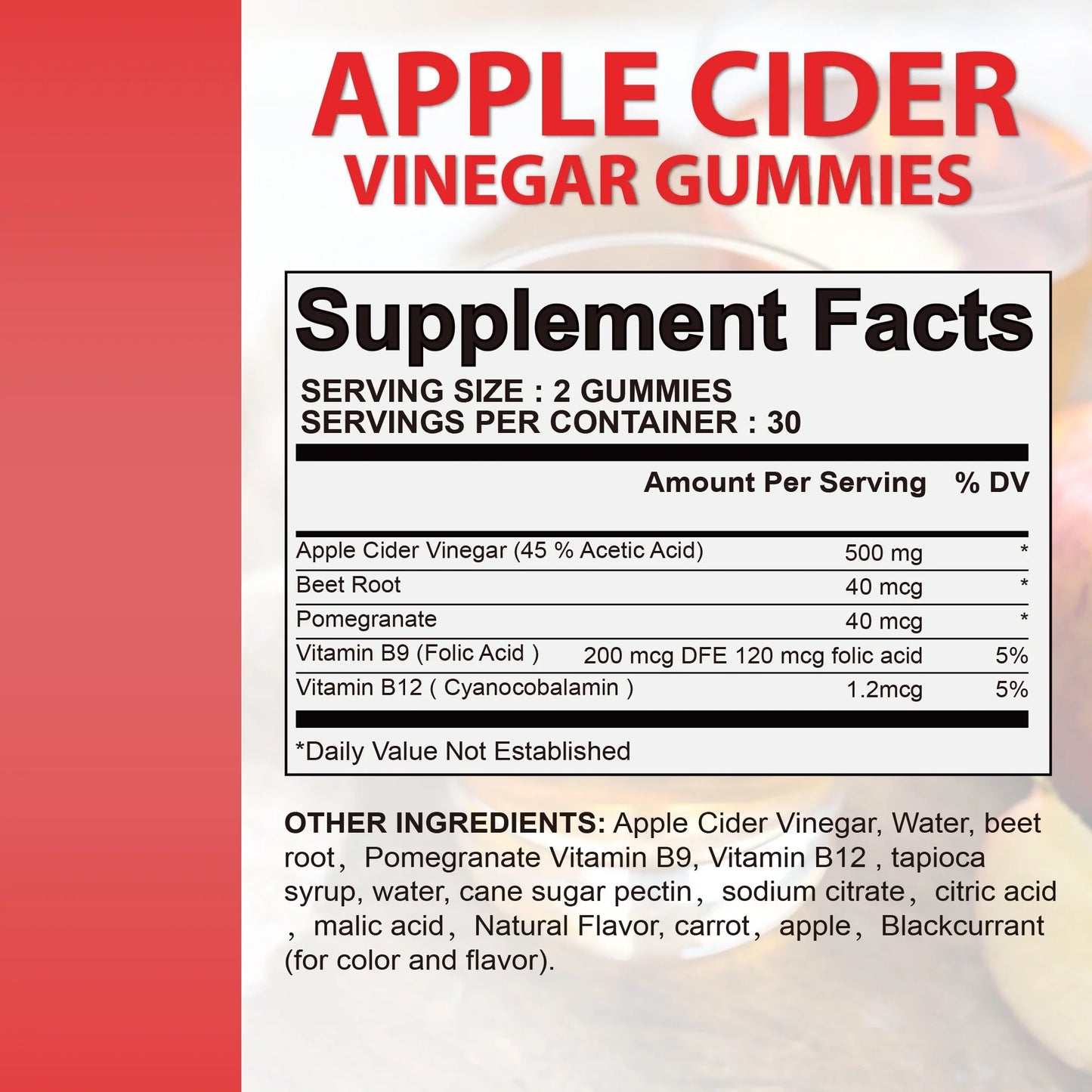 Apple Cider Gummies - Digestive Health Support Relieves Bloating and Constipation Burns Fat and Controls Weight - 60 Gummies