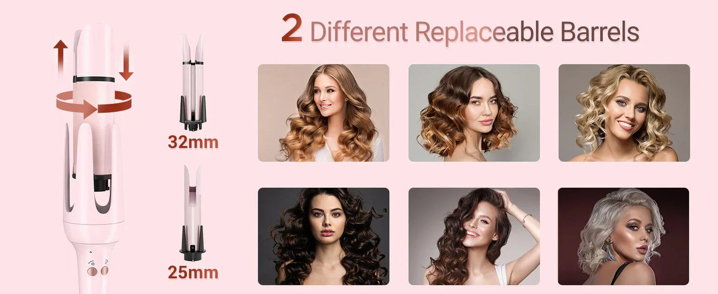 BESTOPE PRO  Automatic Curling Iron Hair Curler, Replaceable Curling Wand with 2 Sizes Barrel (1", 1.25") & 3 Temps, Hair Waver