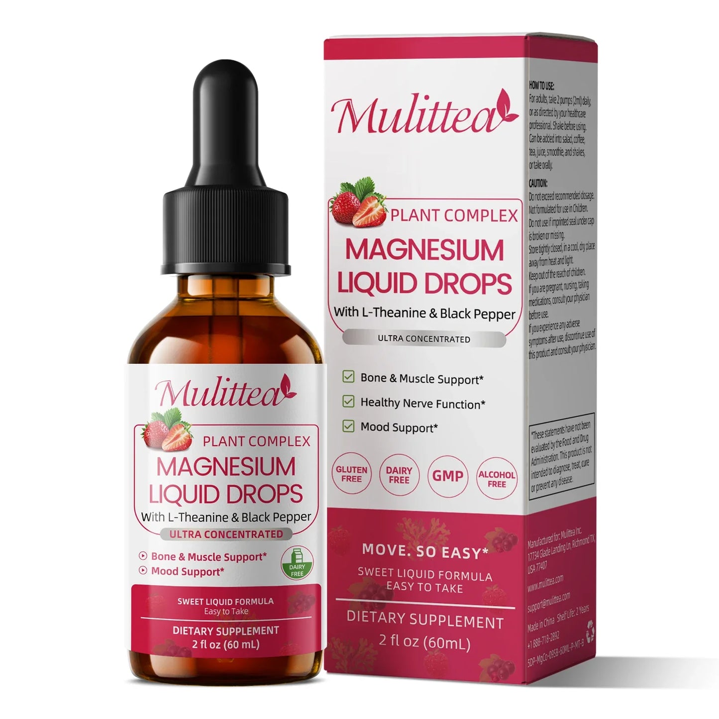 Mulittea Magnesium Drop Vegan+ Sugar-Free Supports Relaxation & Sleep Health Supports Muscle & Nervous System Function Helps Maintain Healthy Electrolyte Balance