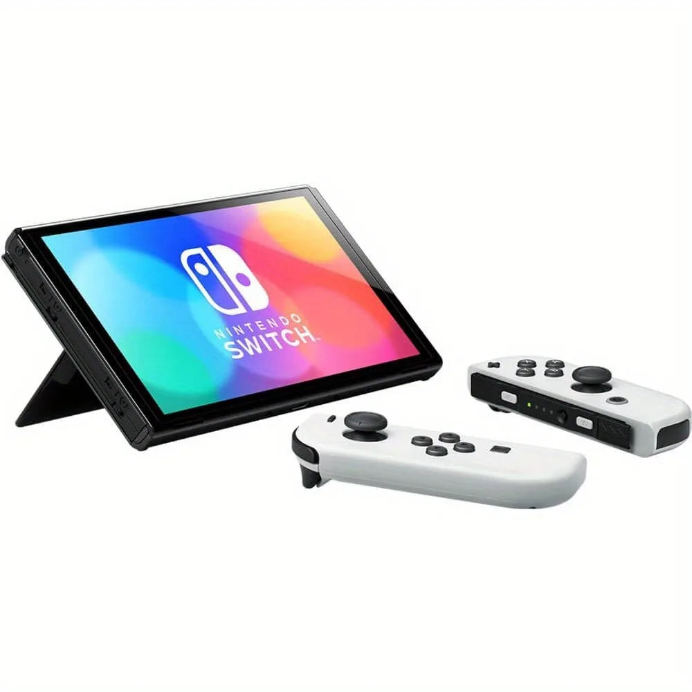 Nintendo Switch OLED Console Bundle with Mario Kart 8 Deluxe Game, White Joy-Con Controllers and Hybrid Gaming System