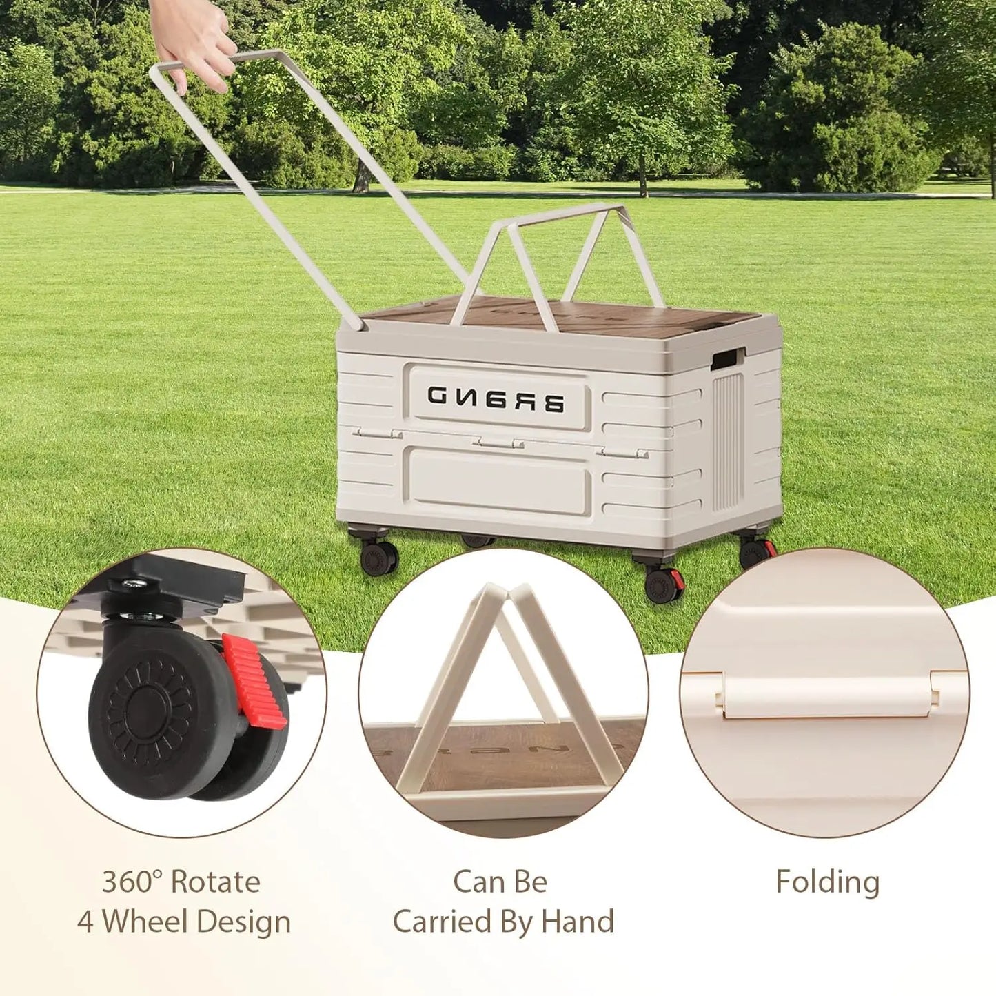 360° Rotating Foldable Storage Cart – Heavy-Duty Mobile Organizer with