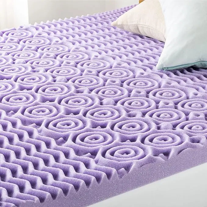3-Inch 5-Zone Memory Foam Mattress Topper, Lavender Infused Cooling, Twin Size.