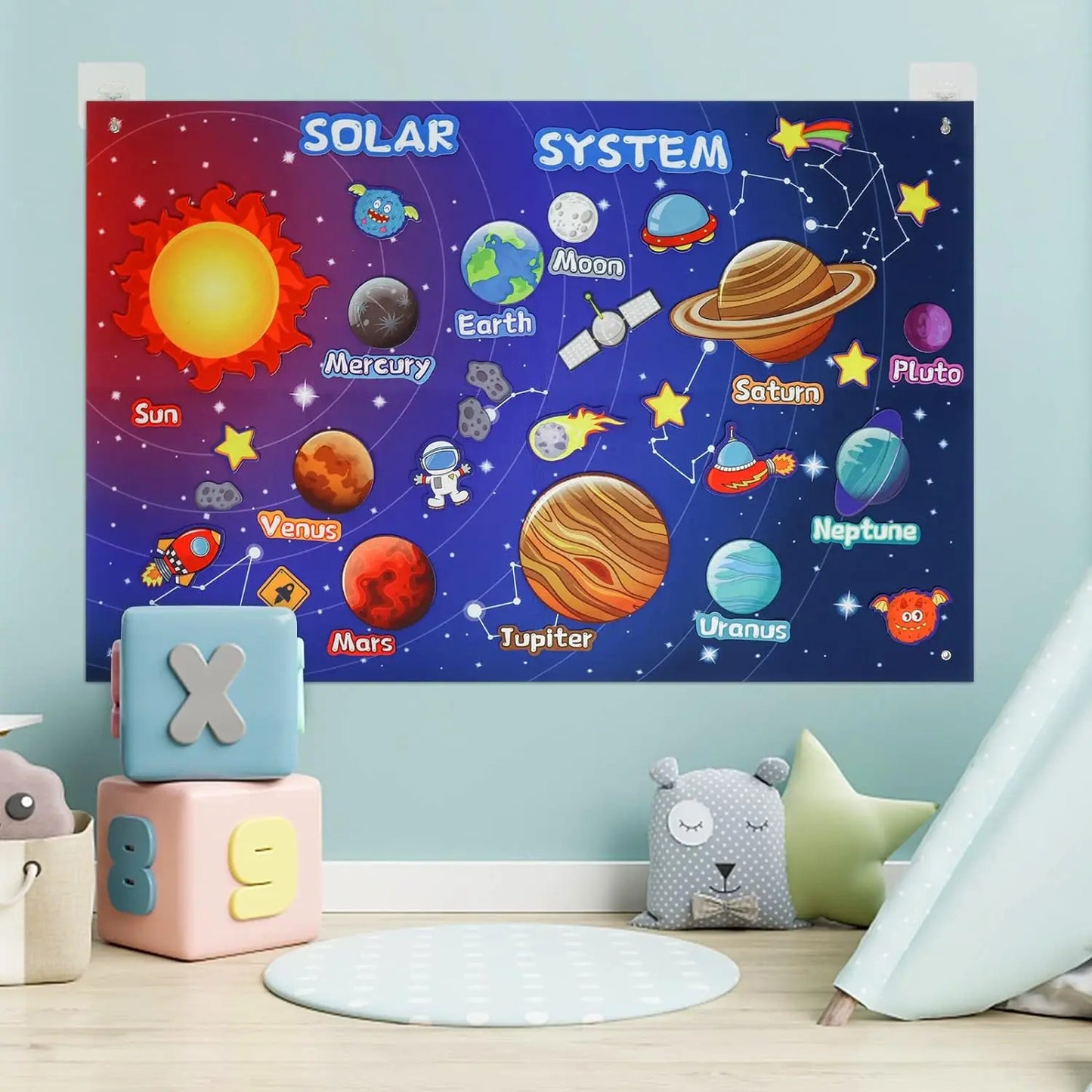 Montessori Felt Board Story Set Toys Preschool Learning Activities Board toys Outer Space Scientific Cognition Party Decorations