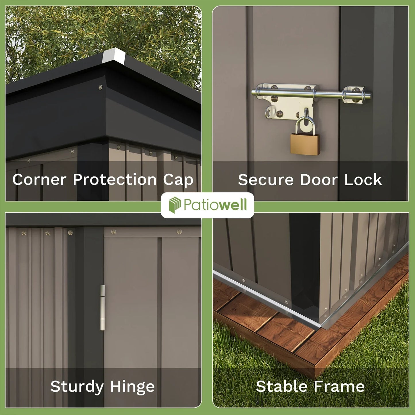 Patio well 5x3 FT Outdoor Storage Shed, Tool Shed with Sloping Roof and Lockable Door.