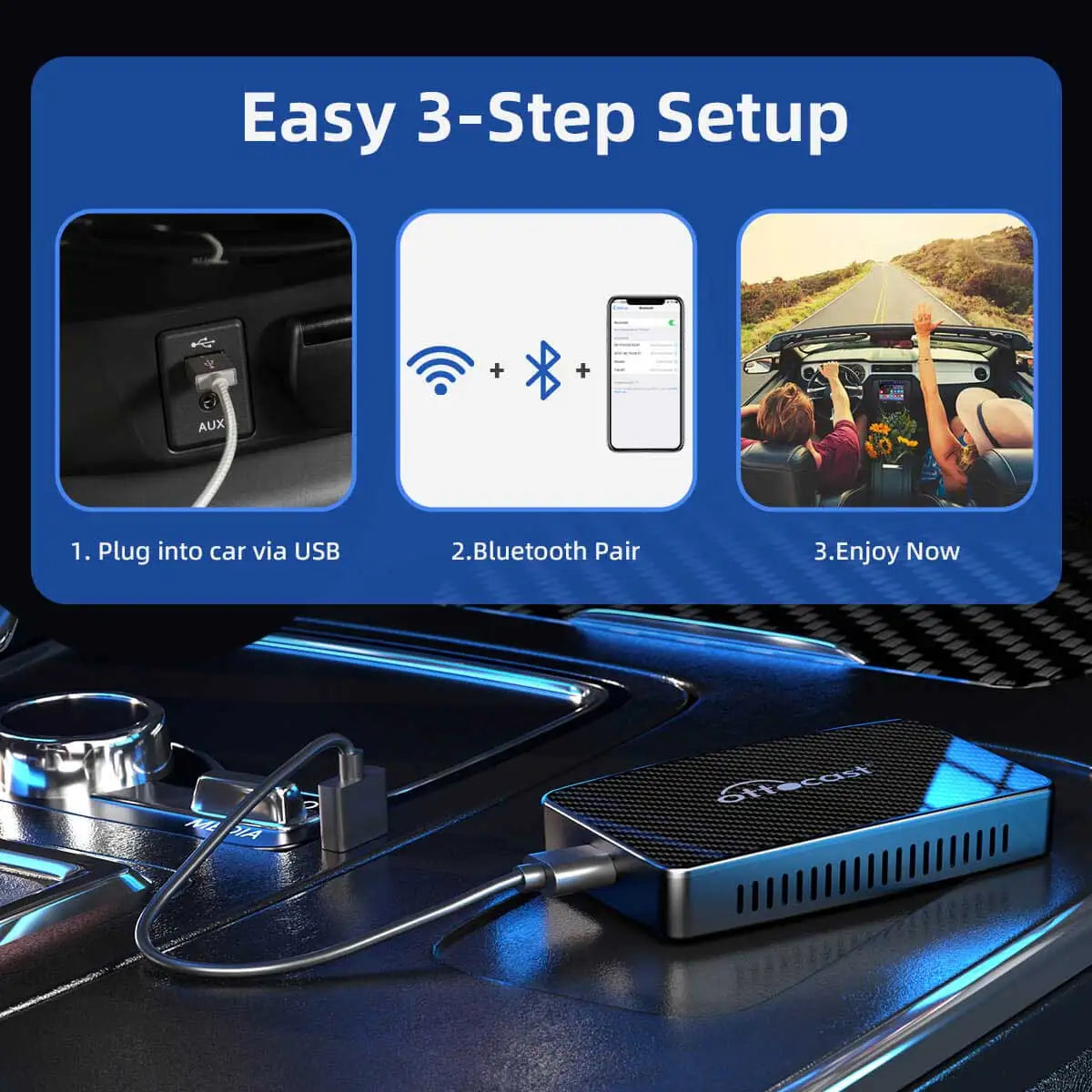 OTTOCAST Play2Video Pro Wired to Wireless CarPlay Android Auto Adapter TV Video AI Box for Youtuber for Netflix Car Accessories