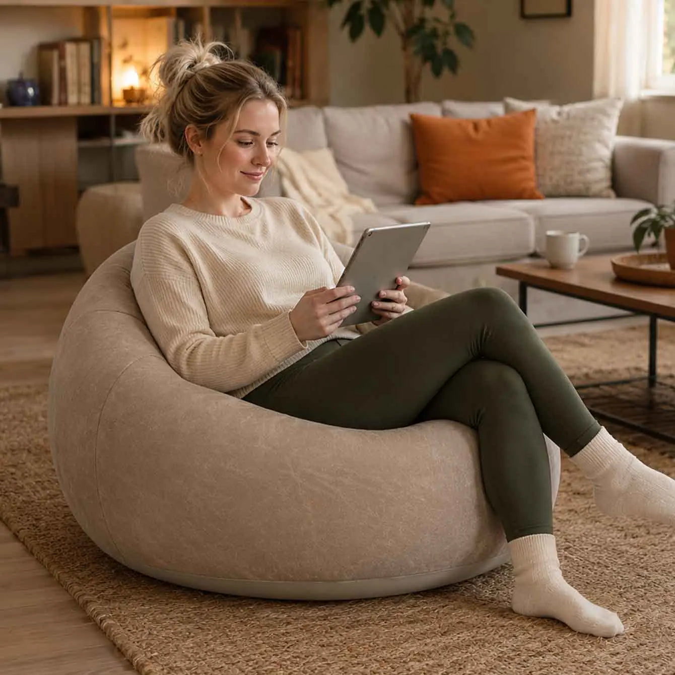 1PC Inflatable Bean Bag Chairs Outdoor Blow up Camping Chairs Inflatable Lazy Sofa Folding Portable Bean Bag Loungers Couch