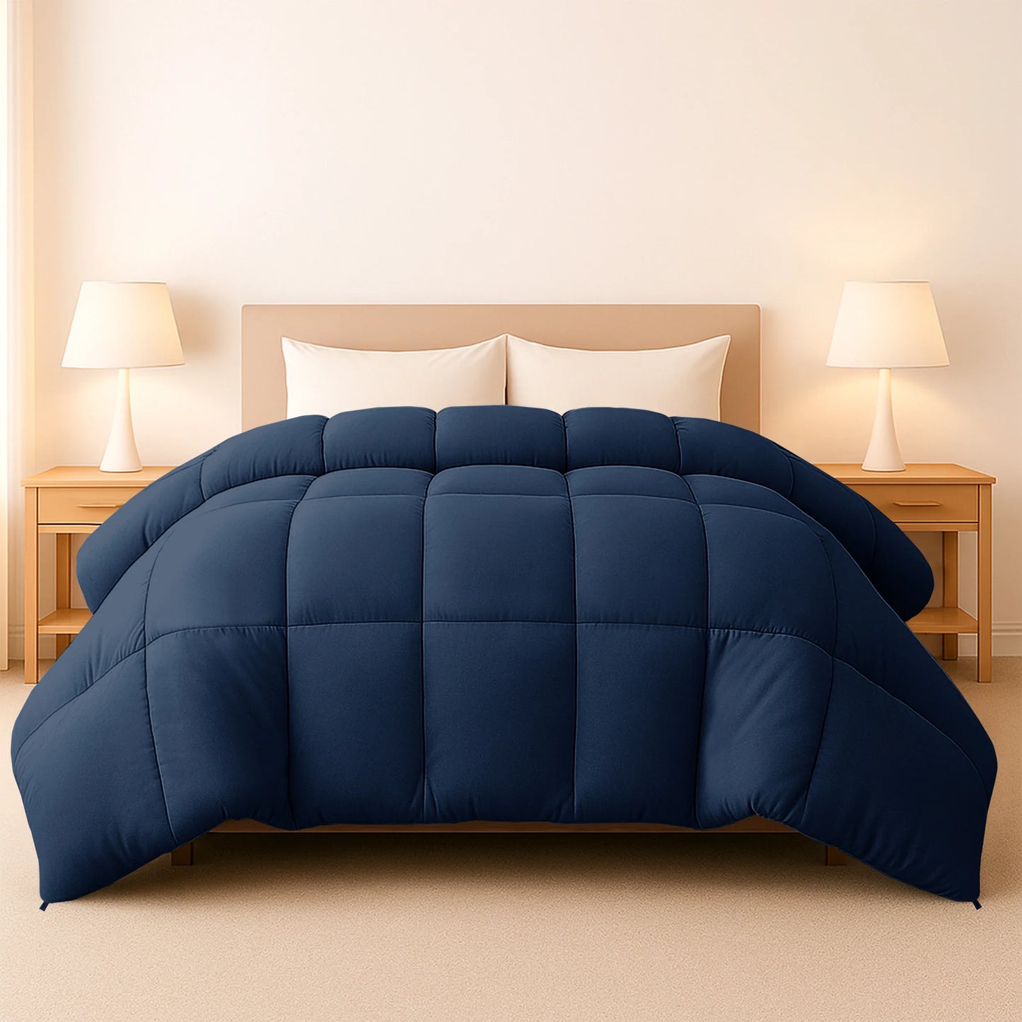 Decor Down Alternative Comforter – 1 Piece Fluffy Duvet Insert with Box Stitch Design – 102" x 90"