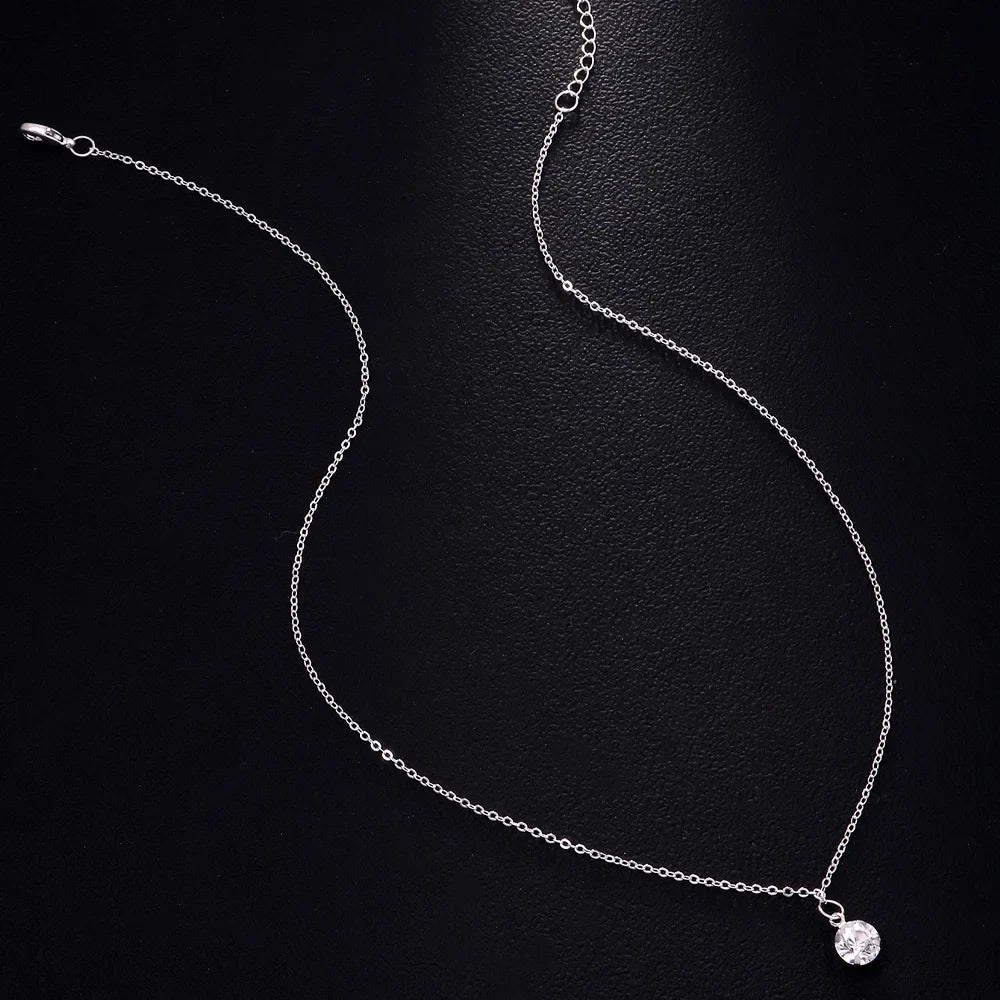 Stonefans Fashion Large Round Rhinestone Necklace Thin Chain for Women Simple Clavicle Necklace Choker Jewelry Accessories