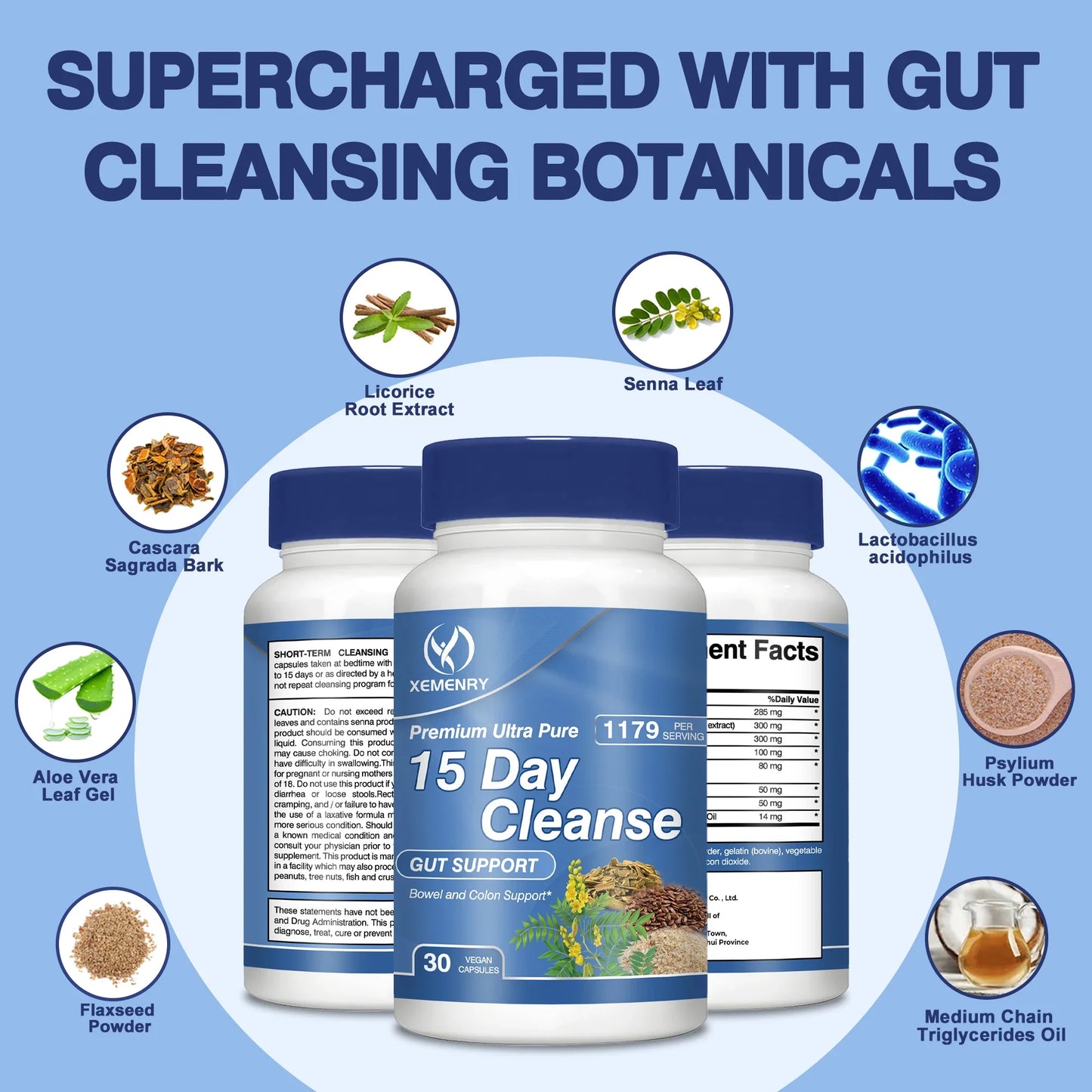 15-Day Cleanse and Detox - Supports Gut Health, Improves Digestion, Metabolism and Promotes Weight Management - 30 Capsules