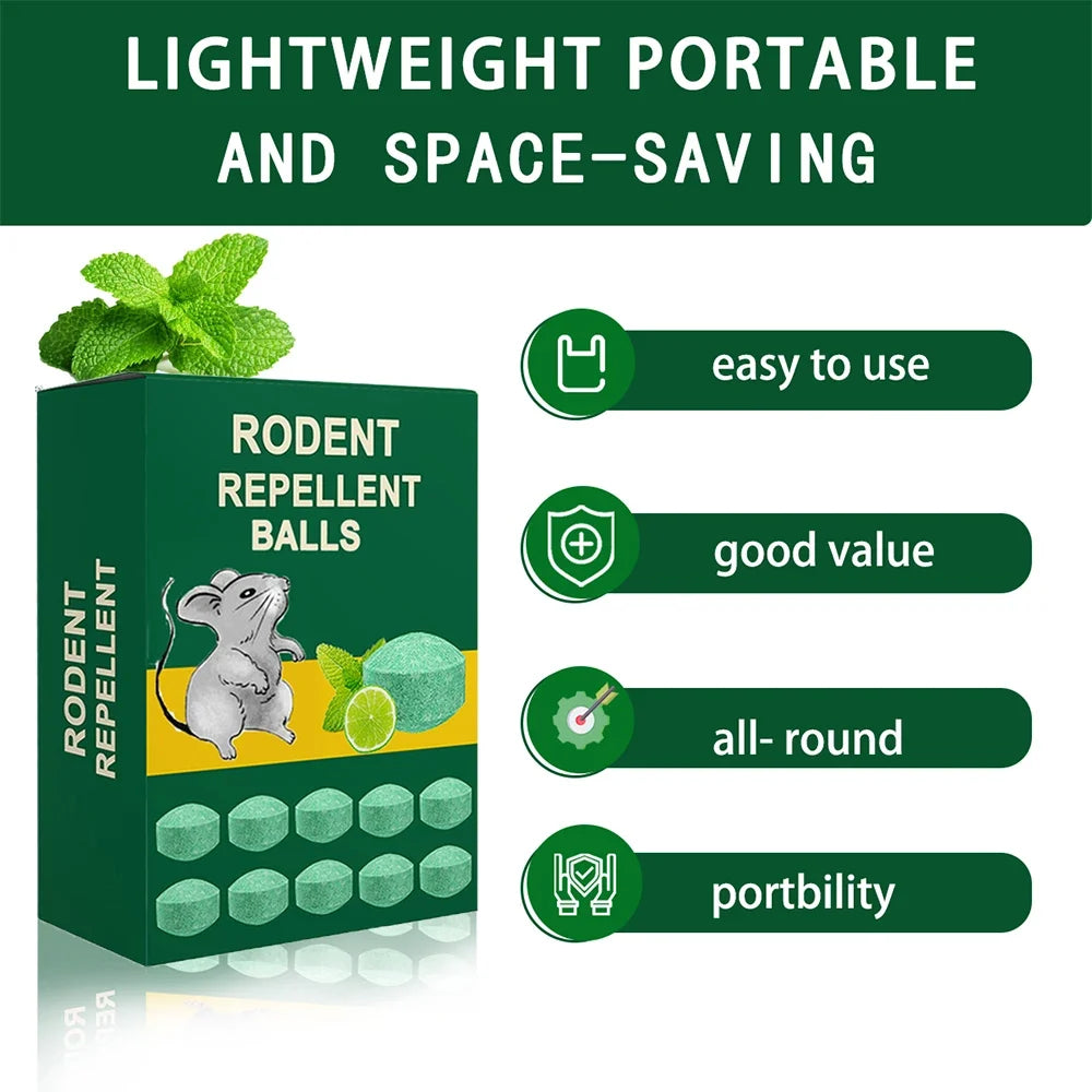 Mouse Rodent Repellent, 10 Pack Peppermint Lemon Mice Repellent for Squirrel Rats Spider Pests, Natural Deterrent for Kitchen, Warehouse, Car, Indoor, Outdoor