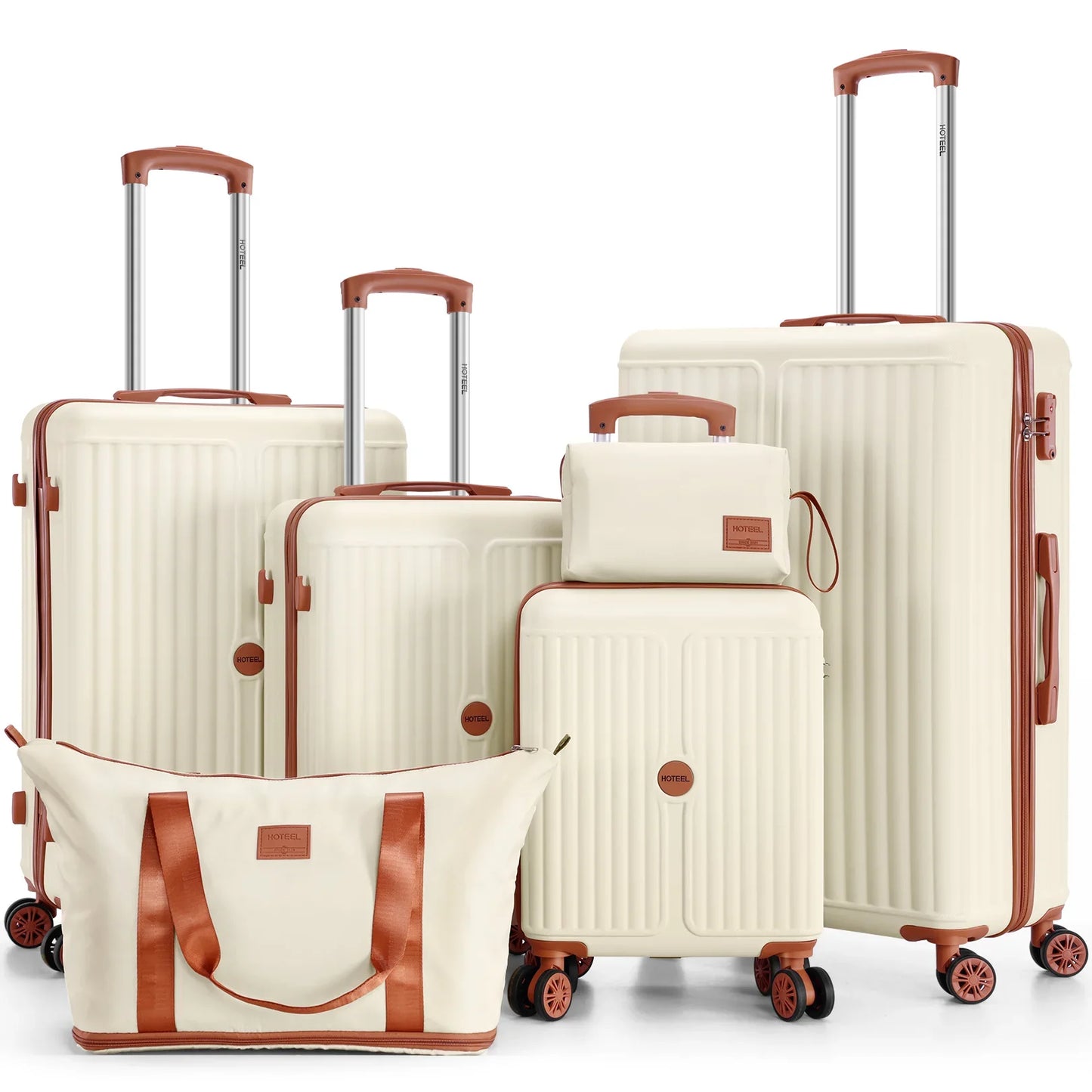 6 Piece Luggage Set With Spinner Wheels, Carry On Suitcase Set Duffel &Toiletry Bag With TSA Lock.