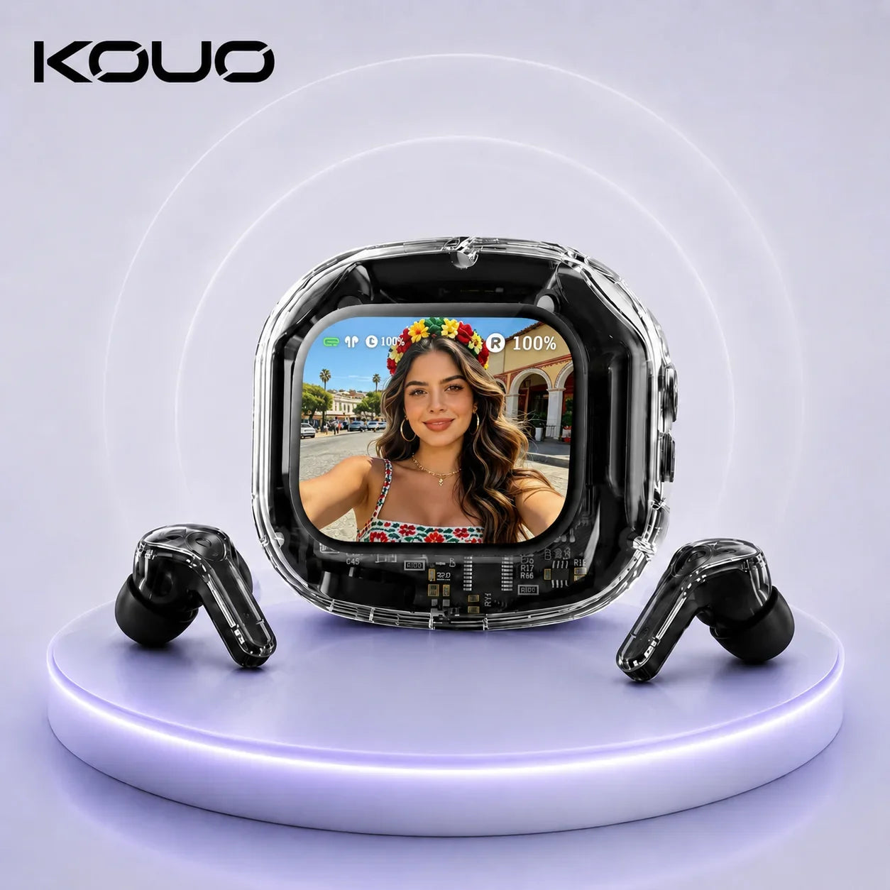 Wireless Bluetooth Headphones,144 Language Real Time Translation Earphones for Business,with Smart Touch Screen HiFi TWS Headset