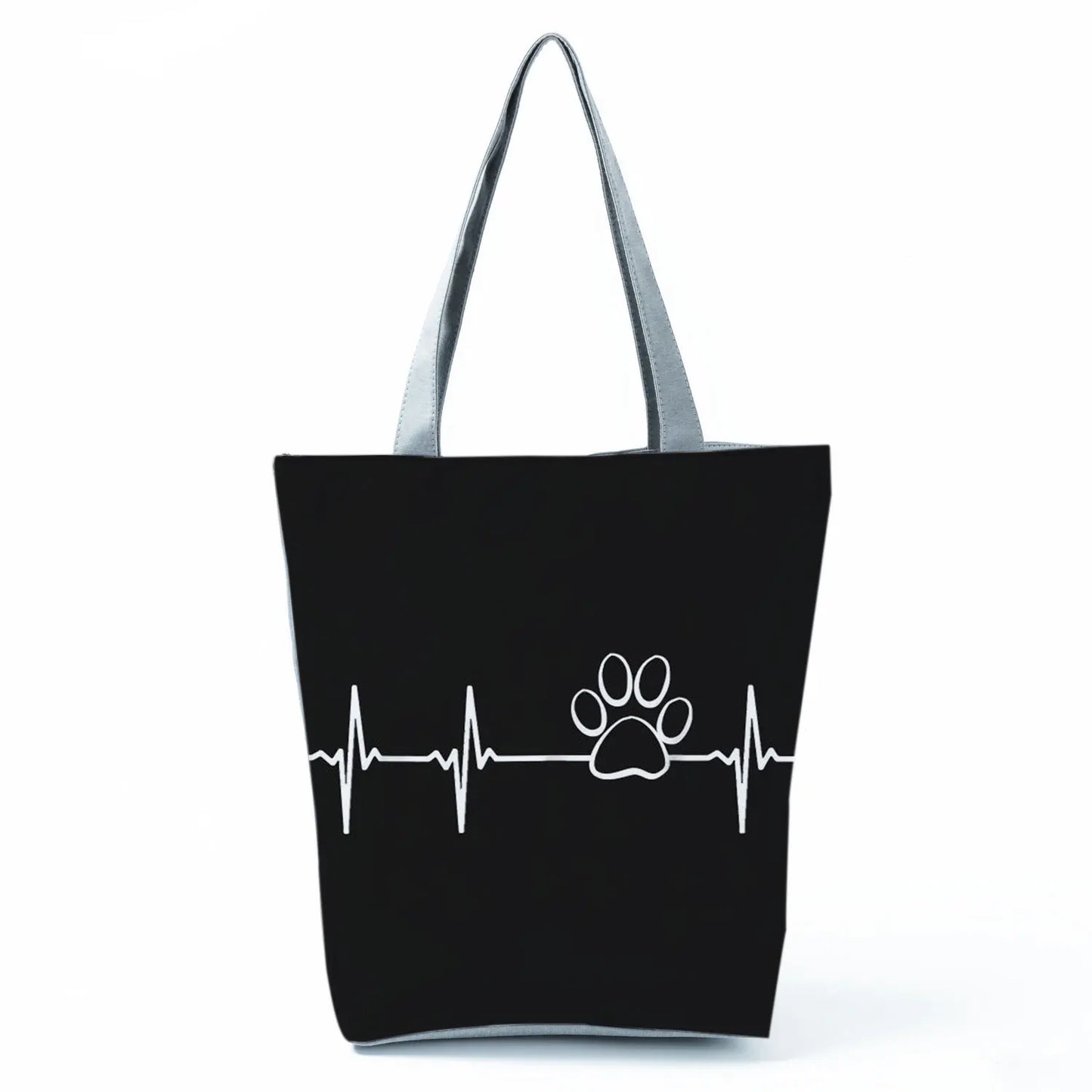 High Capacity Fashion Custom Gift Shoulder Bag Funny Shopping Bags Dog Paw Printed Beach Women's Tote Bag Eco Portable Handbags