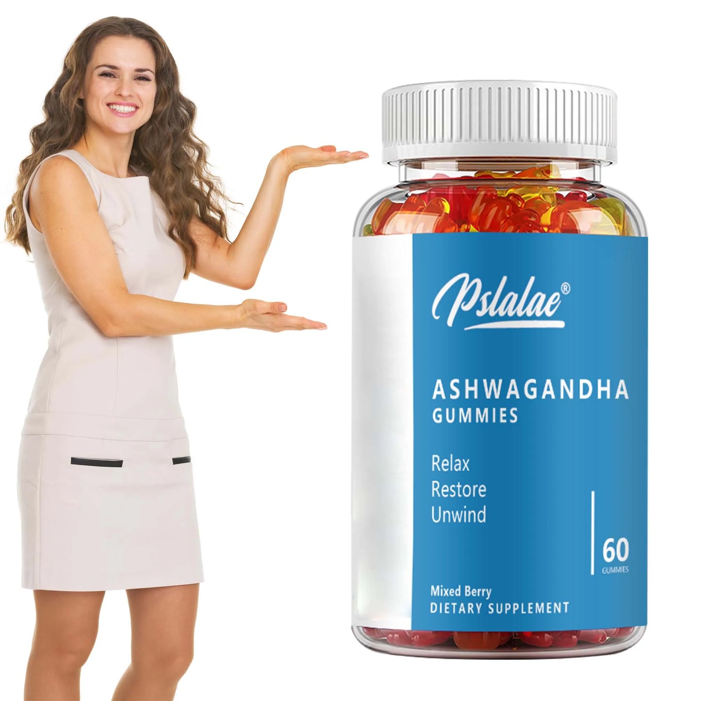 Ashwagandha Gummies - Relieve Stress and Mood, Help The Brain Improve Memory, and Improve Sleep Health - 60 Gummies