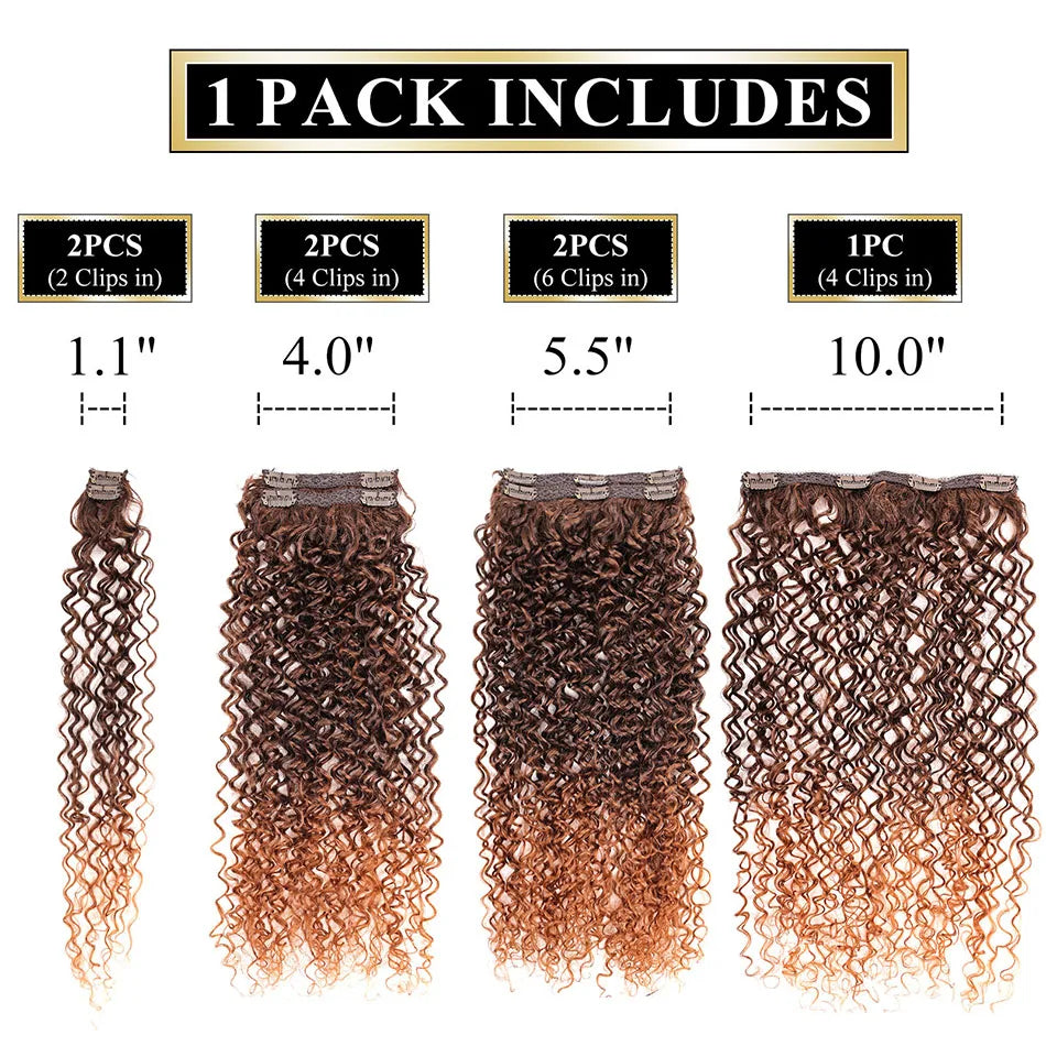 Synthetic Extensions Curly Hair Extensions Clip in 26Inch Kinky Curly Fake Hair Pieces  For Women  And daily wear Or Cosplay