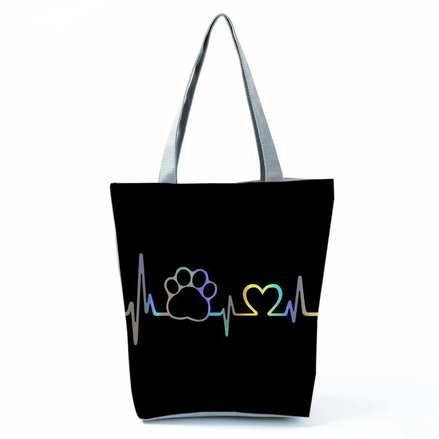High Capacity Fashion Custom Gift Shoulder Bag Funny Shopping Bags Dog Paw Printed Beach Women's Tote Bag Eco Portable Handbags