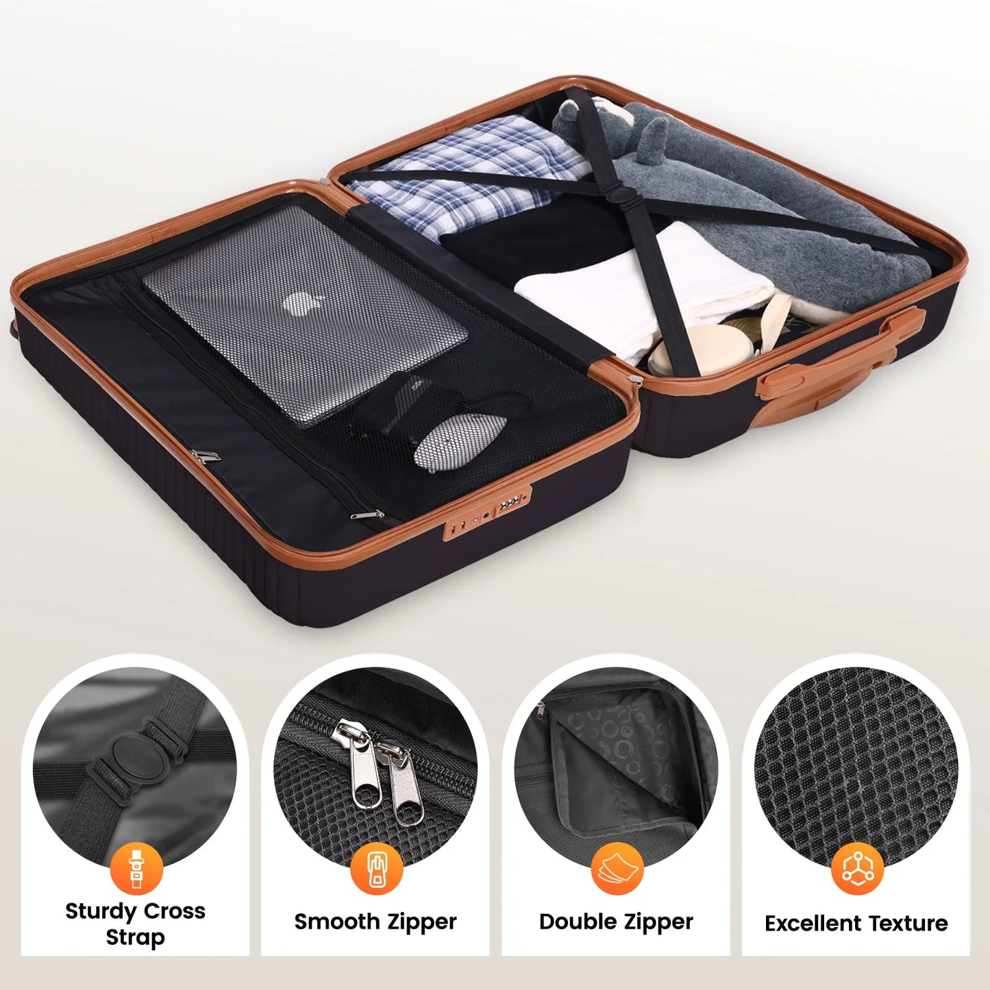 4/6 Piece Luggage Set, with Spinner Wheels & TSA Lock, Carry on Luggage Hard shell.