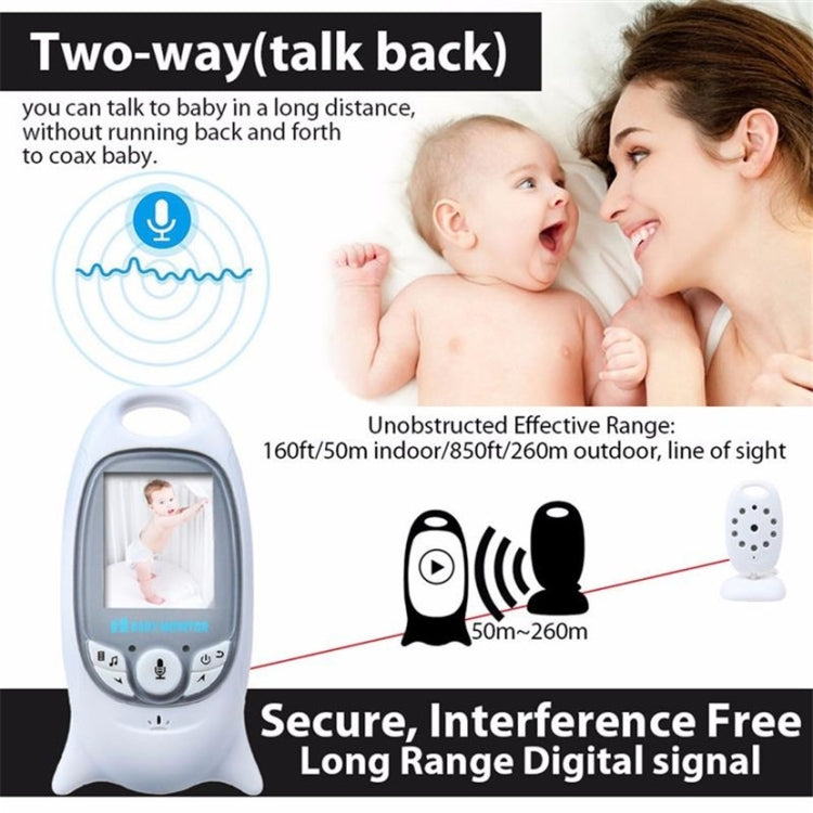 VB601 2.0 inch LCD Screen Hassle-Free Portable Baby Monitor, Support Two Way Talk Back, Night Vision(AU Plug)