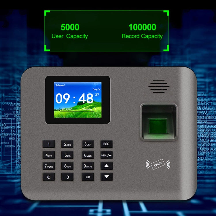 Realand AL325D Fingerprint Time Attendance with 2.4 inch Color Screen & ID Card Function & WiFi & Battery